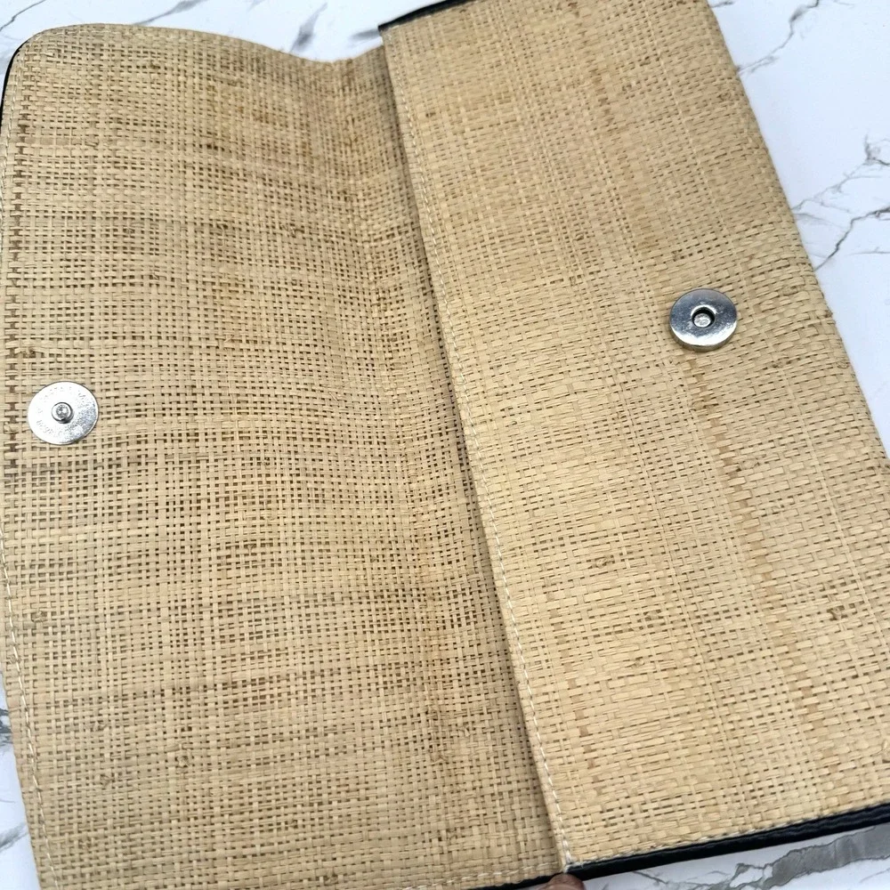 Vintage Straw Clutch Purse Lord & Taylor Boho Kitsch Butterflies Floral Lined‎